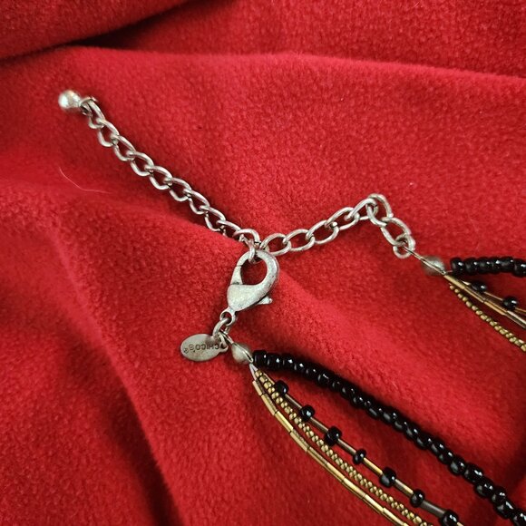 Chicos Mixed Metal Seed Bead Copper Black Animal Print Multi Strand 24" Necklace - Picture 15 of 16